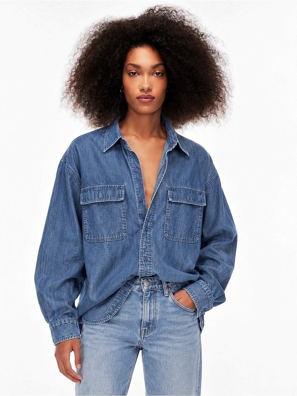 Oak + Fort Denim Utility Jacket Size Small